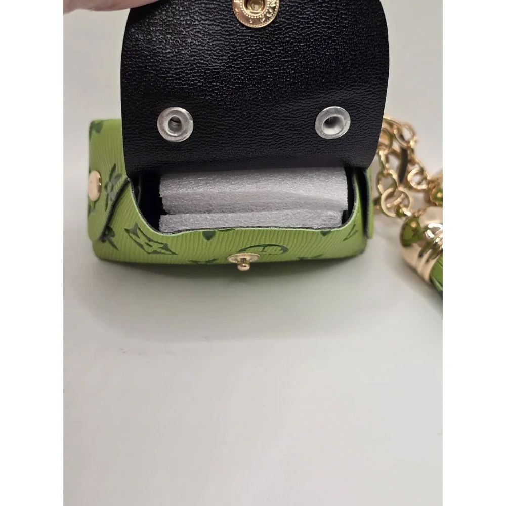 Mini Purse Key Chain Ring  Bag Purse Charm Tassel Monogram Faux PU Leather